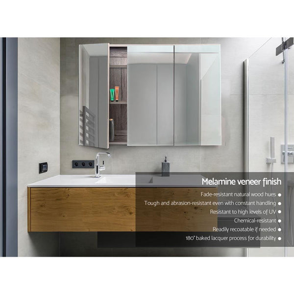 Cefito Bathroom Mirror Cabinet 900mm x720mm - Natural Cefito