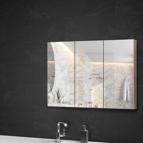 Cefito Bathroom Mirror Cabinet 900mm x720mm - Natural Cefito