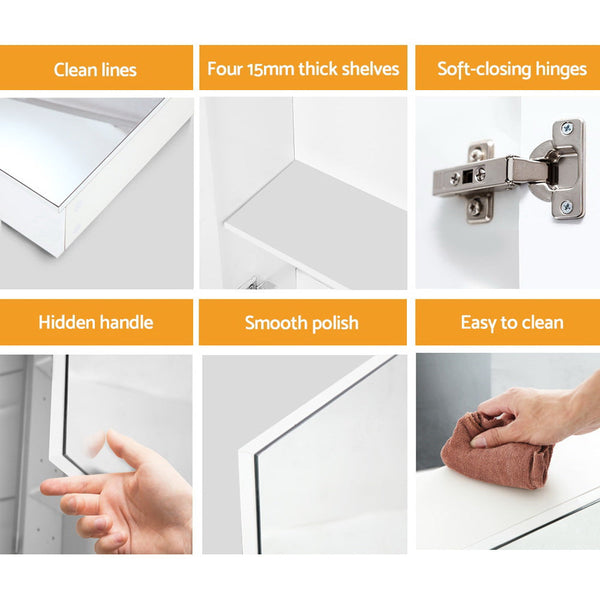 Cefito Bathroom Mirror Cabinet Vanity Medicine White Shaving Storage 1200x720mm Cefito