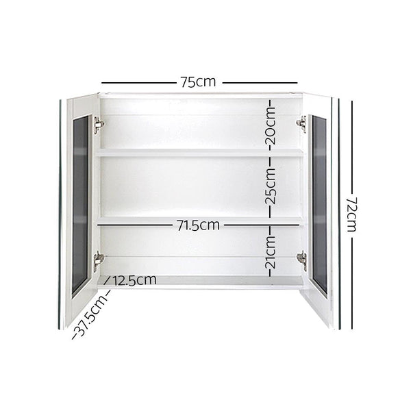 Cefito Bathroom Vanity Mirror with Storage Cabinet - White Cefito