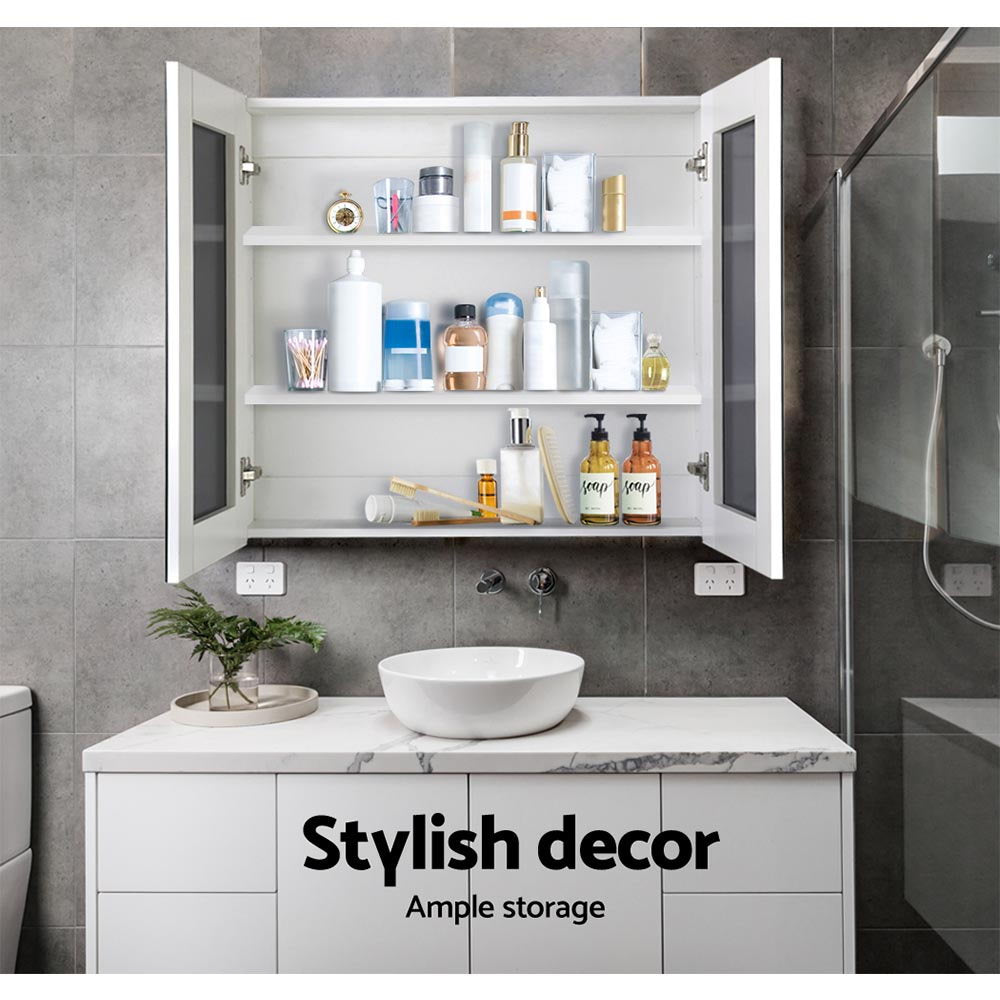 Cefito Bathroom Vanity Mirror with Storage Cabinet - White Cefito