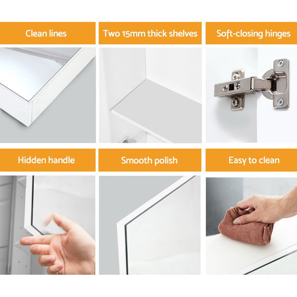 Cefito Bathroom Vanity Mirror with Storage Cavinet - White Cefito