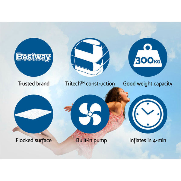 Bestway Air Bed Beds Mattress Premium Inflatable Built-in Pump Queen Size Bestway