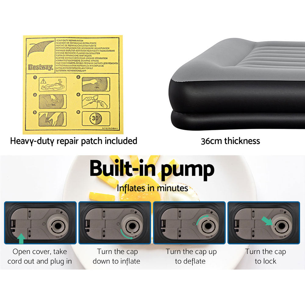 Bestway Air Bed Beds Mattress Premium Inflatable Built-in Pump Queen Size Bestway