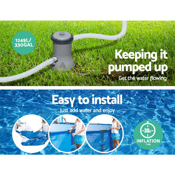 Bestway Swimming Pool Above Ground Pools Filter Pump 3.66M Power Steel Frame freeshipping - Awezingly