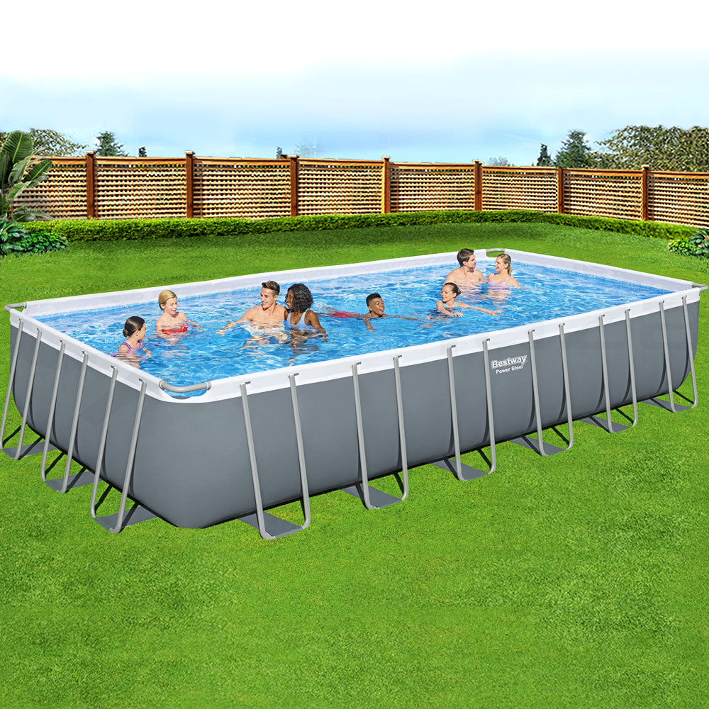 Bestway Swimming Pool Frame Above Ground Pools Rectangular Filter Pump Ladder 7M Bestway