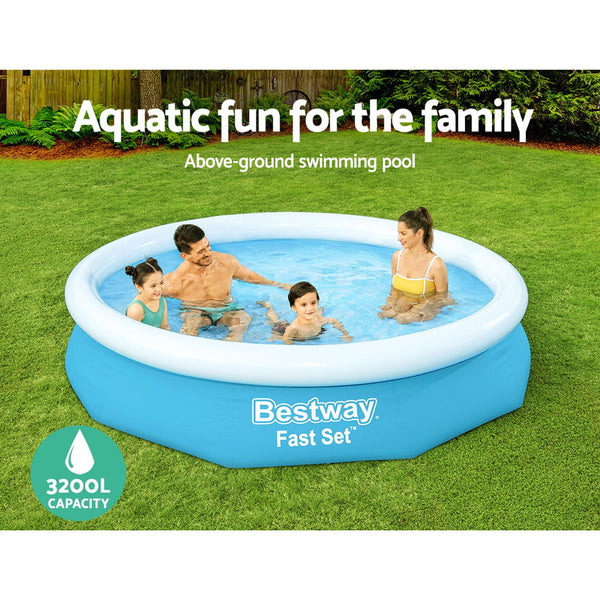 Bestway Swimming Pool Above Ground Kids Fast Set Pools with Filter Pump 3M Bestway
