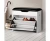 Artiss 3 Tier Shoe Cabinet Storage Stool Bench - White