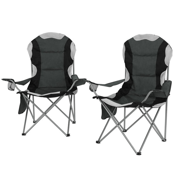 Weisshorn 2X Folding Camping Chairs Arm Chair Portable Outdoor Beach Fishing BBQ Weisshorn
