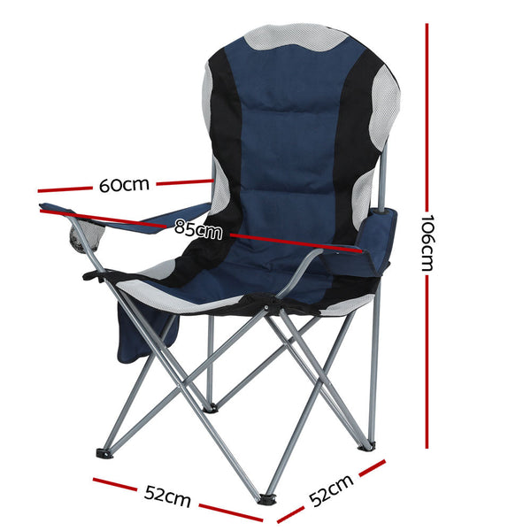 Weisshorn 2X Camping Chairs Folding Arm Chair Portable Camping Garden Fishing Weisshorn