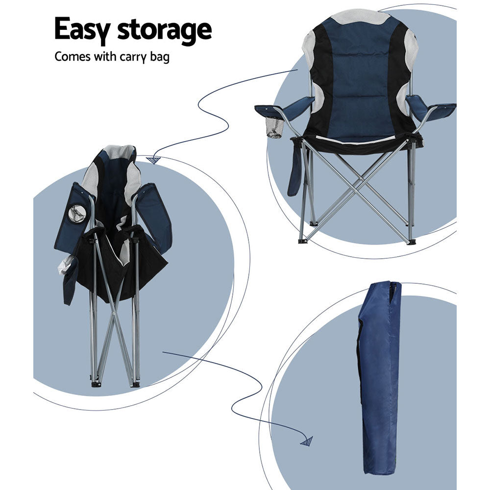 Weisshorn 2X Camping Chairs Folding Arm Chair Portable Camping Garden Fishing Weisshorn
