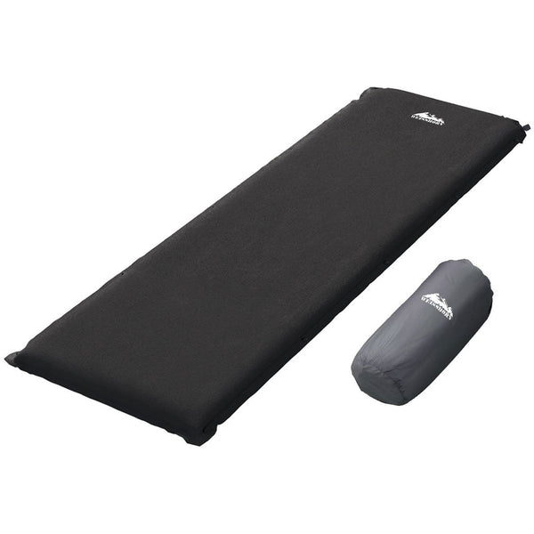 Weisshorn Self Inflating Mattress 9.5CM Camping Sleeping Air Bed Single Black Weisshorn