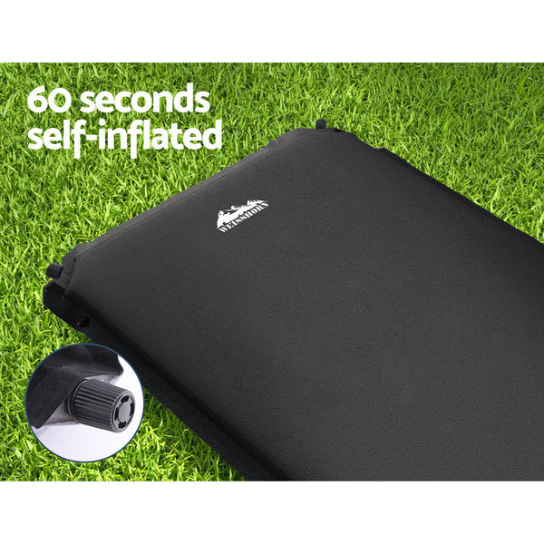 Weisshorn Self Inflating Mattress 9.5CM Camping Sleeping Air Bed Single Black Weisshorn