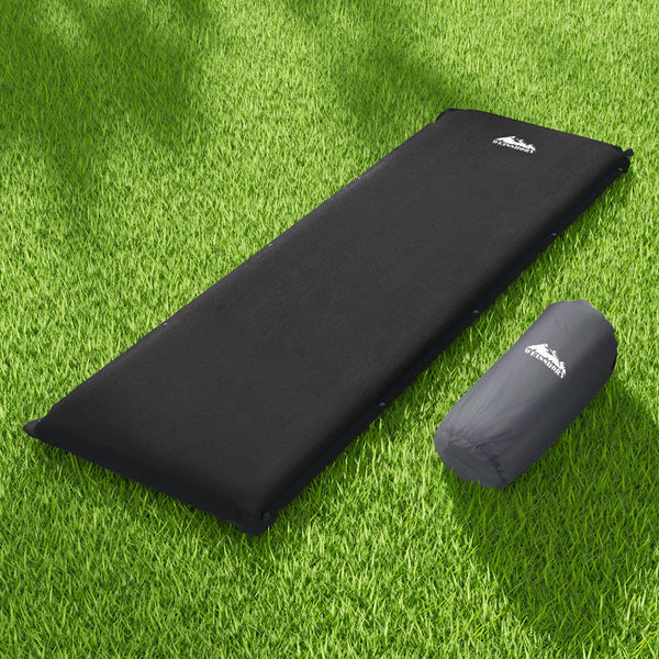 Weisshorn Self Inflating Mattress 9.5CM Camping Sleeping Air Bed Single Black Weisshorn