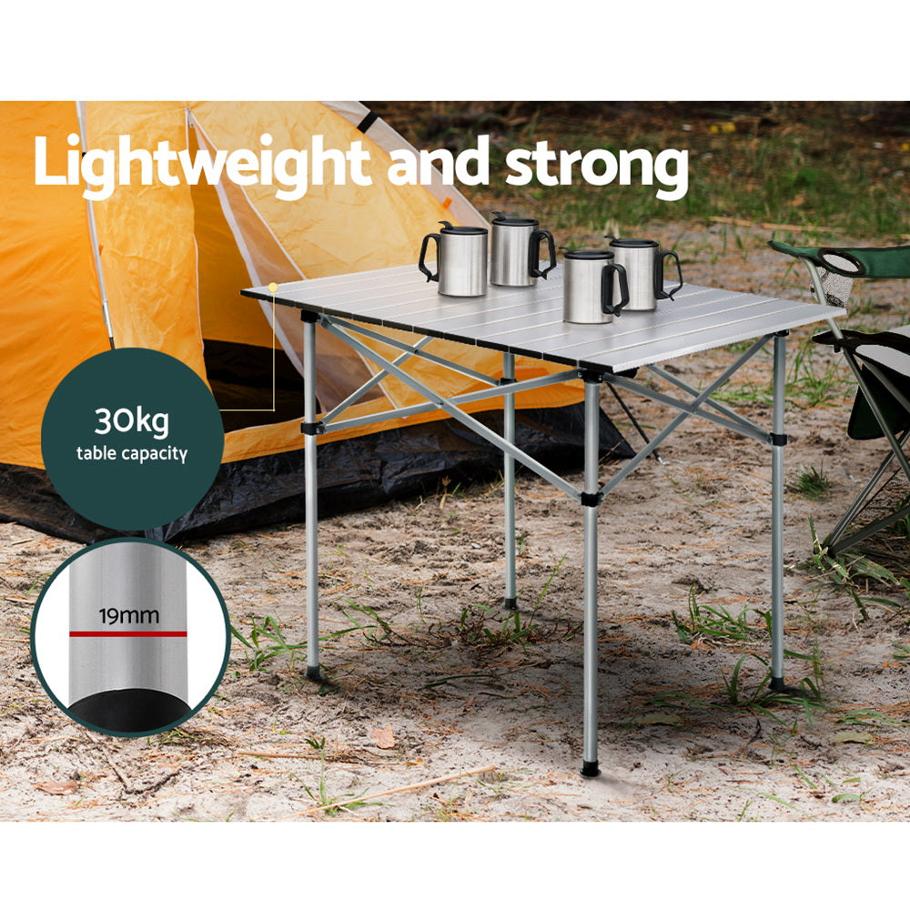 Weisshorn Roll Up Camping Table Foldable Portable Picnic Garden BBQ Desk 70CM Weisshorn