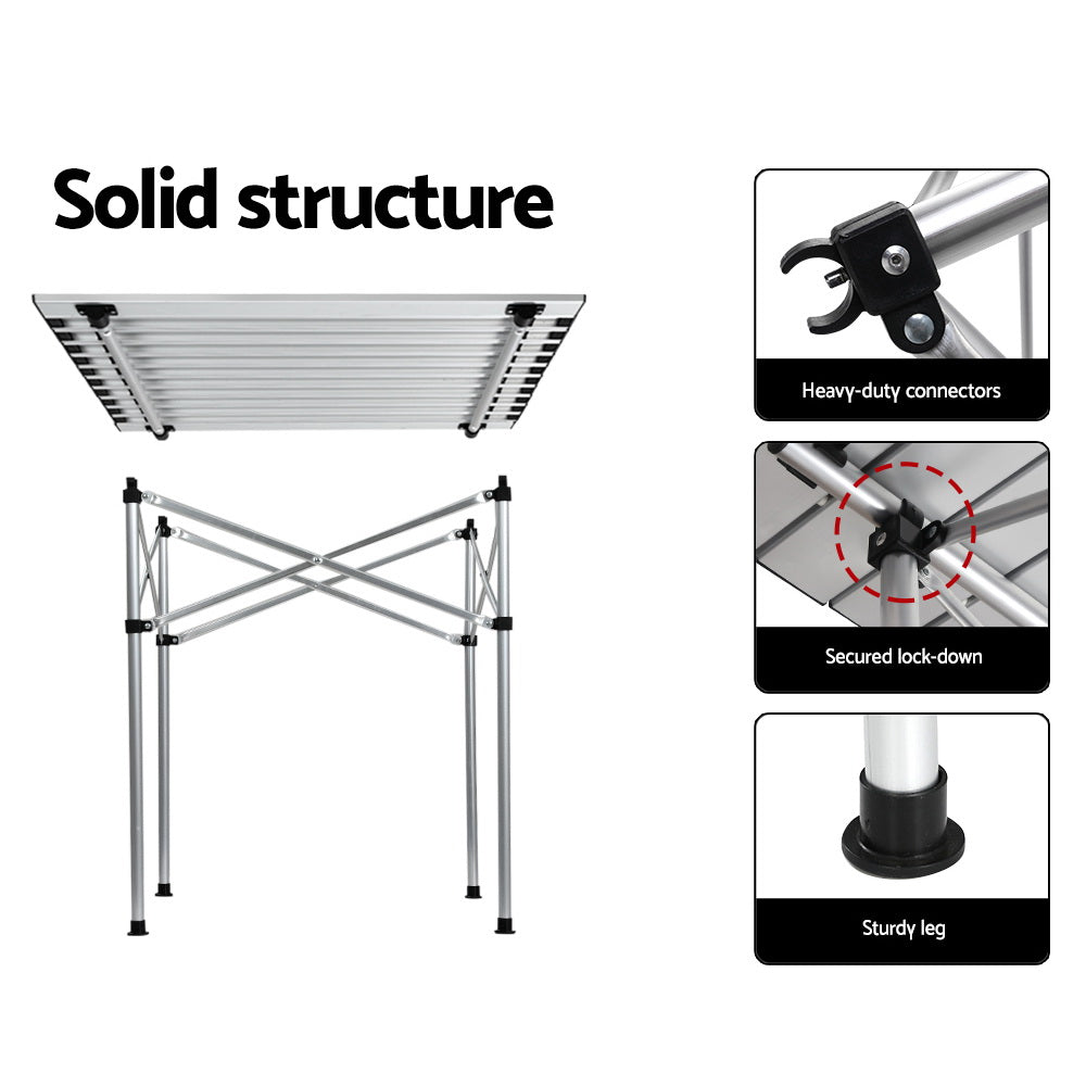 Weisshorn Roll Up Camping Table Foldable Portable Picnic Garden BBQ Desk 70CM Weisshorn