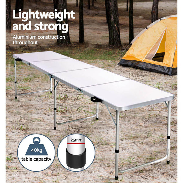 Weisshorn Folding Camping Table Portable Family Picnic Garden 240CM Weisshorn