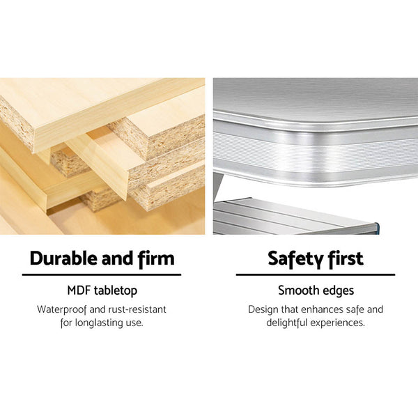 Weisshorn Camping Table with Chairs Folding Outdoor Picnic Beach BBQ 85CM Weisshorn