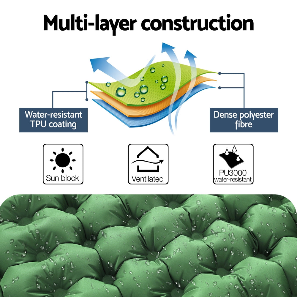 Weisshorn Self Inflating Mattress Camping Sleeping Mat Air Bed Pad Double Pillow Weisshorn