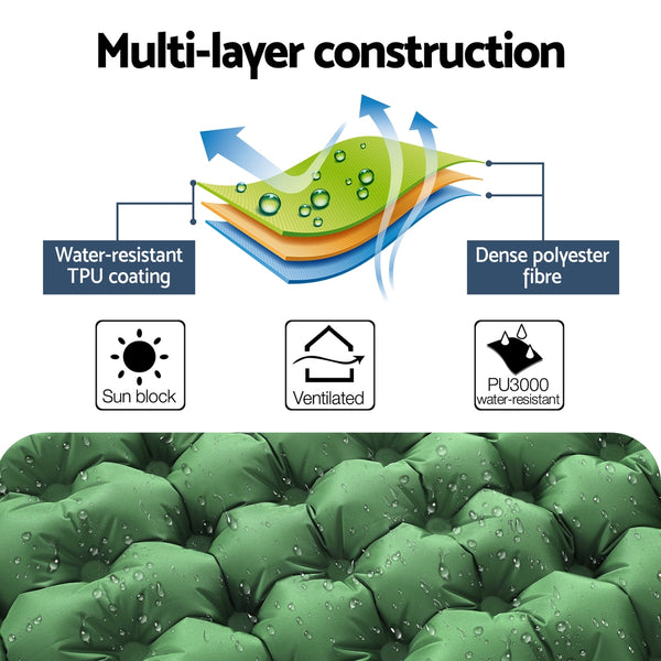 Weisshorn Self Inflating Mattress Camping Sleeping Mat Air Bed Pad Double Pillow Weisshorn