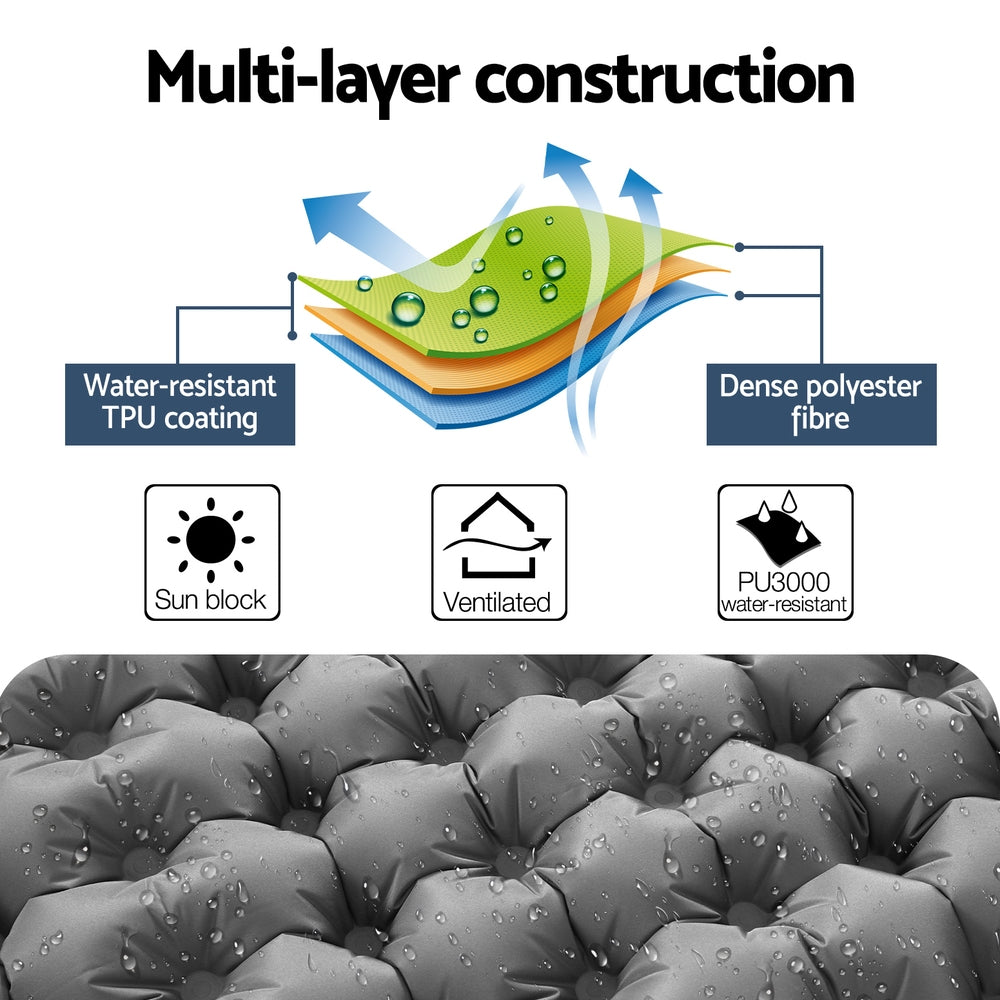 Weisshorn Self Inflating Mattress Camping Sleeping Mat Air Bed Double Pillow Bag Does not apply