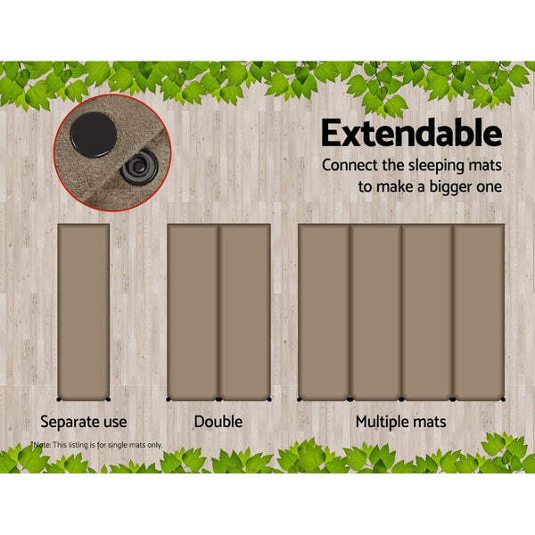 Weisshorn Single Size Self Inflating Matress Mat Joinable 10CM Thick  Coffee freeshipping - Awezingly