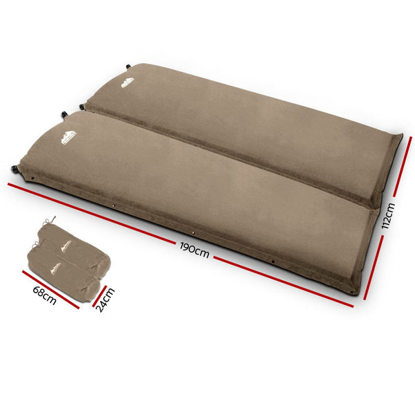 Weisshorn Self Inflating Mattress Mat Air Bed Pad Double Coffee 10CM Thick Weisshorn