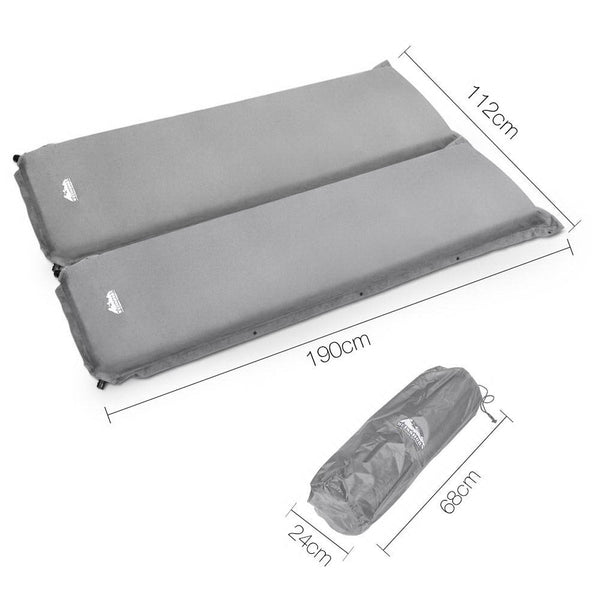Weisshorn Self Inflating Mattress Camping Sleeping Mat Air Bed Pad Double Grey 10CM Thick Weisshorn