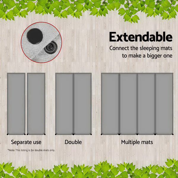 Weisshorn Self Inflating Mattress Camping Sleeping Mat Air Bed Pad Double Grey 10CM Thick Weisshorn