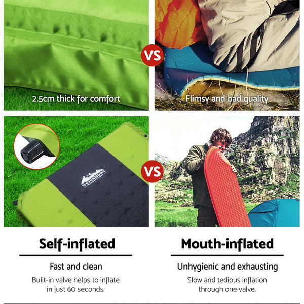Weisshorn Self Inflating Mattress Camping Sleeping Mat Air Bed Pad Double Green Weisshorn