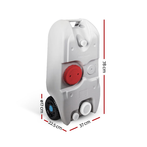 Weisshorn 40L Portable Wheel Water Tank - Grey freeshipping - Awezingly