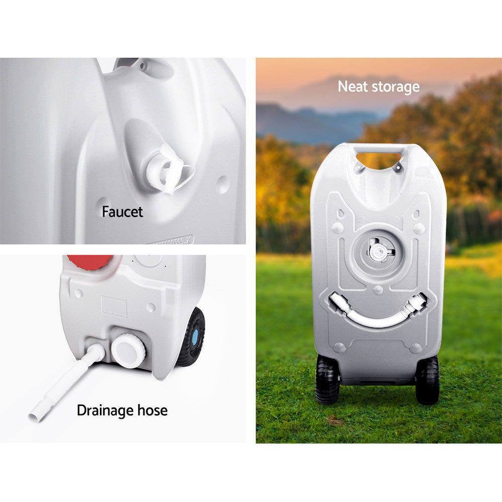 Weisshorn 40L Portable Wheel Water Tank - Grey freeshipping - Awezingly