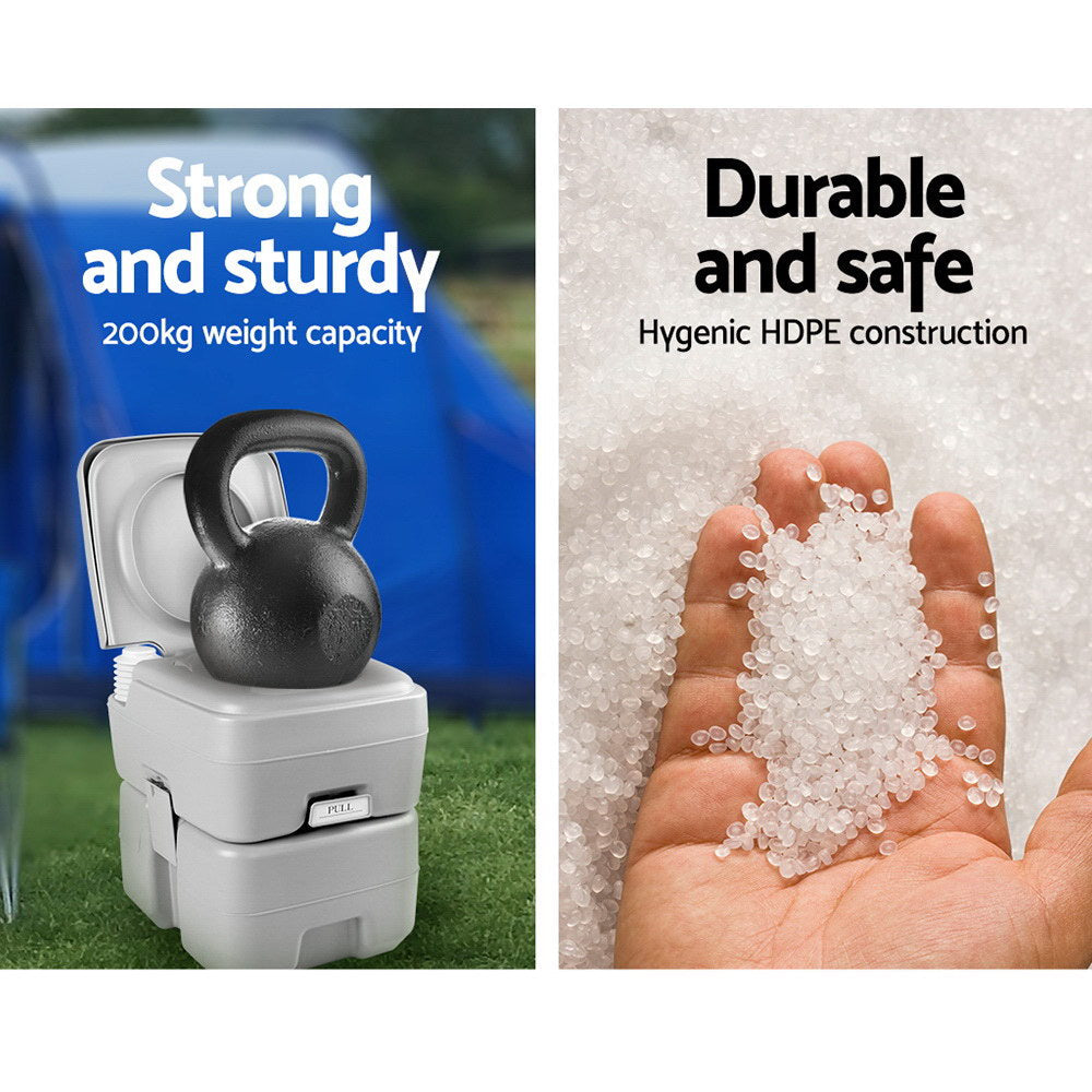 Weisshorn 20L Portable Outdoor Camping Toilet - Grey Does not apply