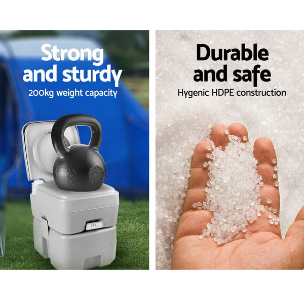 Weisshorn 20L Portable Outdoor Camping Toilet with Carry Bag- Grey freeshipping - Awezingly