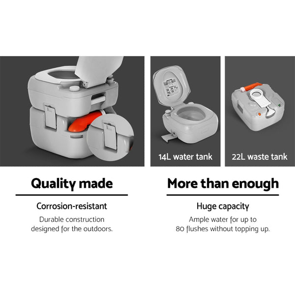 Outdoor Portable Camping Toilet 22L Weisshorn