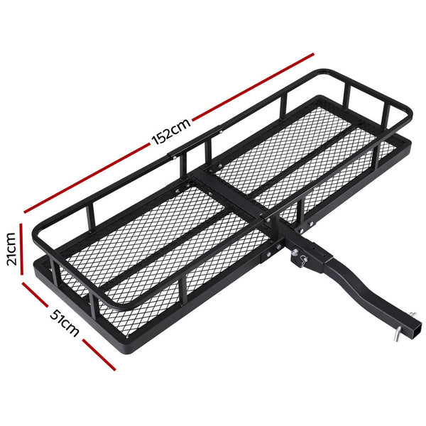 Giantz Universal Car Roof Rack Foldable Hitch Basket Cargo Carrier 152cm Black Giantz