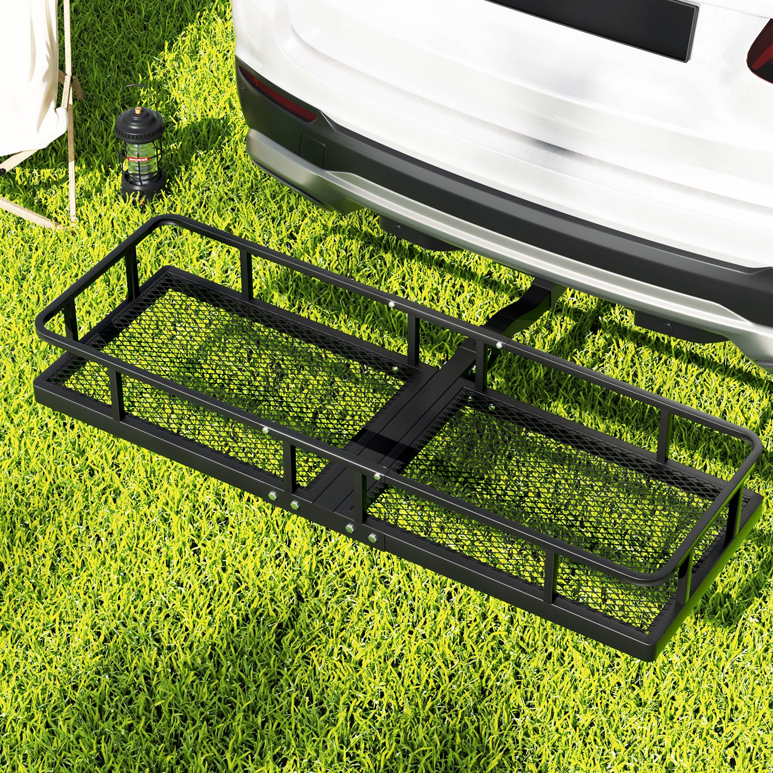 Giantz Universal Car Roof Rack Foldable Hitch Basket Cargo Carrier 152cm Black Giantz