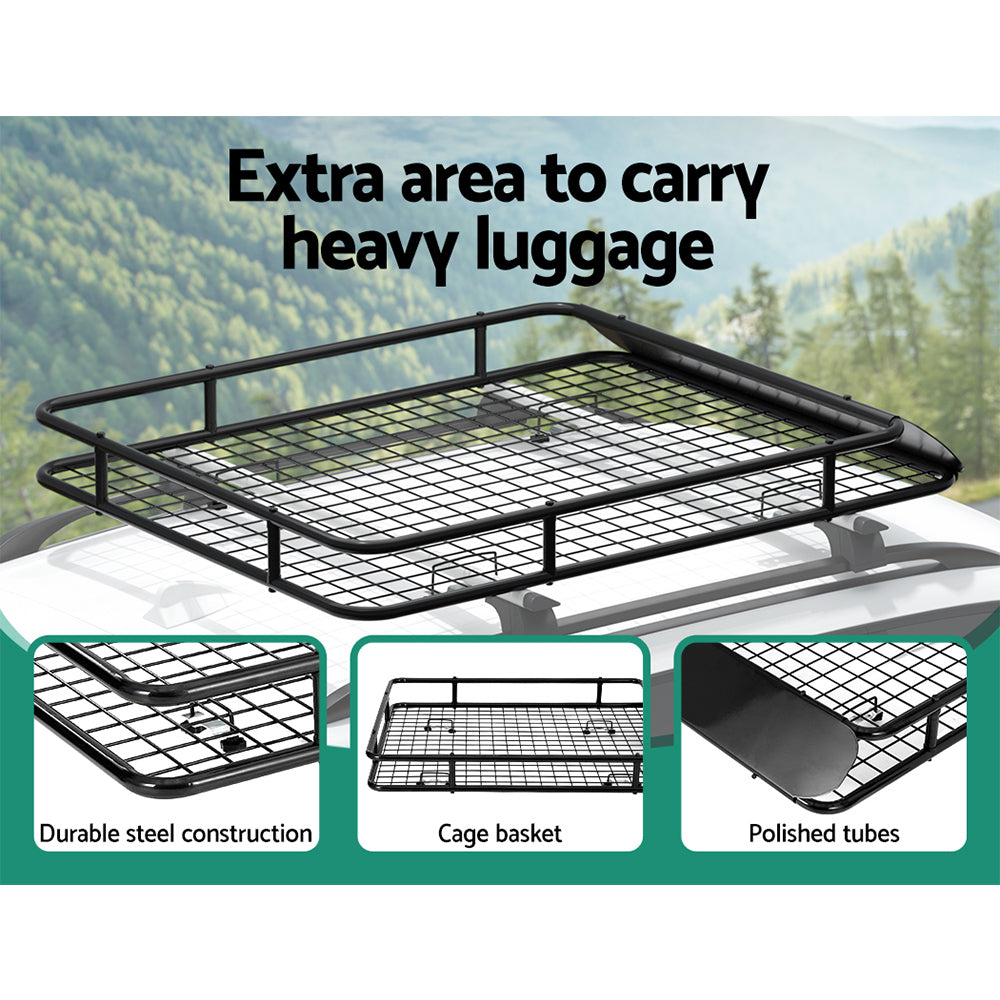 Giantz Universal Car Roof Rack Basket Luggage Carrier Steel Vehicle Cargo 123cm Giantz
