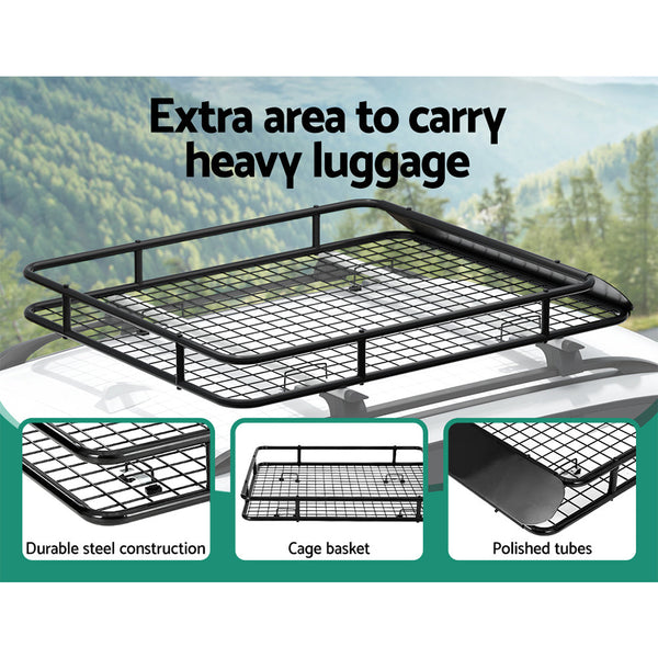 Giantz Universal Car Roof Rack Basket Luggage Carrier Steel Vehicle Cargo 123cm Giantz