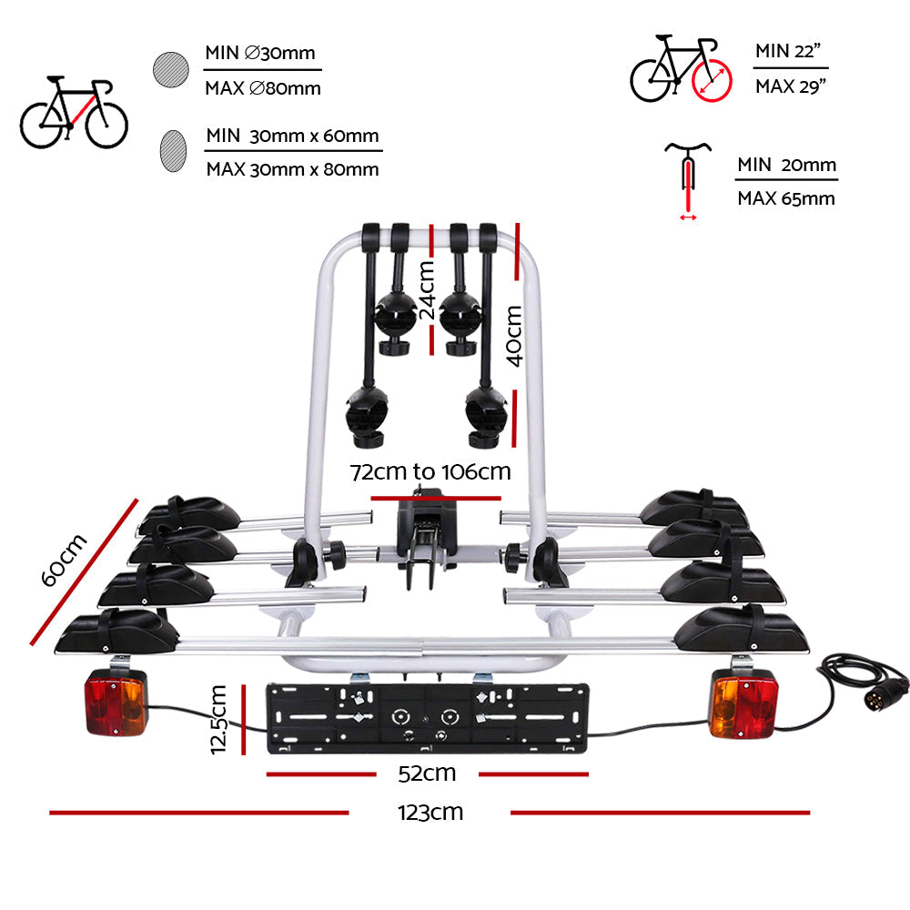 Giantz Tow Ball Car Mount - Black & Silver Giantz