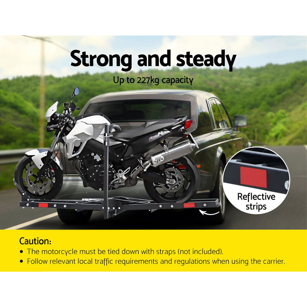 Giantz Motorcycle Motorbike Carrier Rack 2 Towbar Arm Rack Dirt Bike Ramp Steel