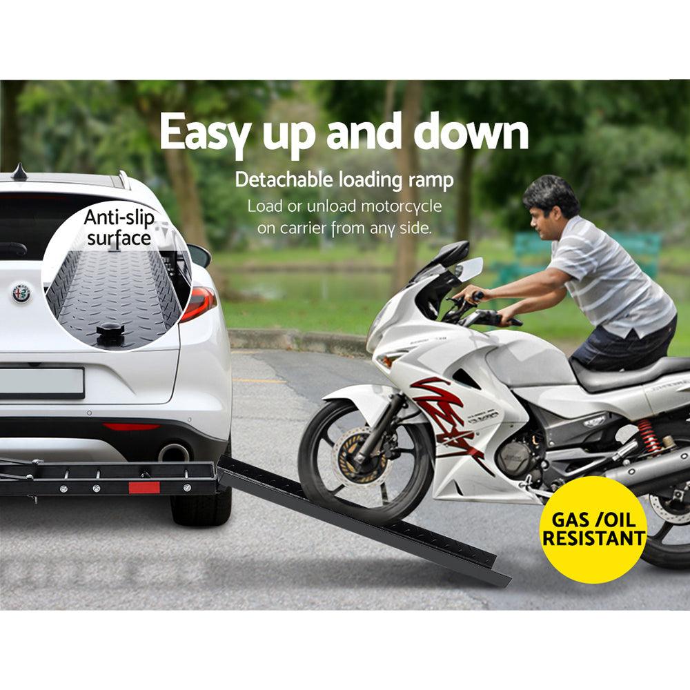 Giantz Motorcycle Motorbike Carrier Rack 2 Towbar Arm Rack Dirt Bike Ramp Steel