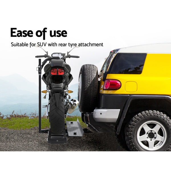 Giantz Motorcycle Motorbike Carrier Rack 2 Towbar Arm Rack Dirt Bike Ramp Steel