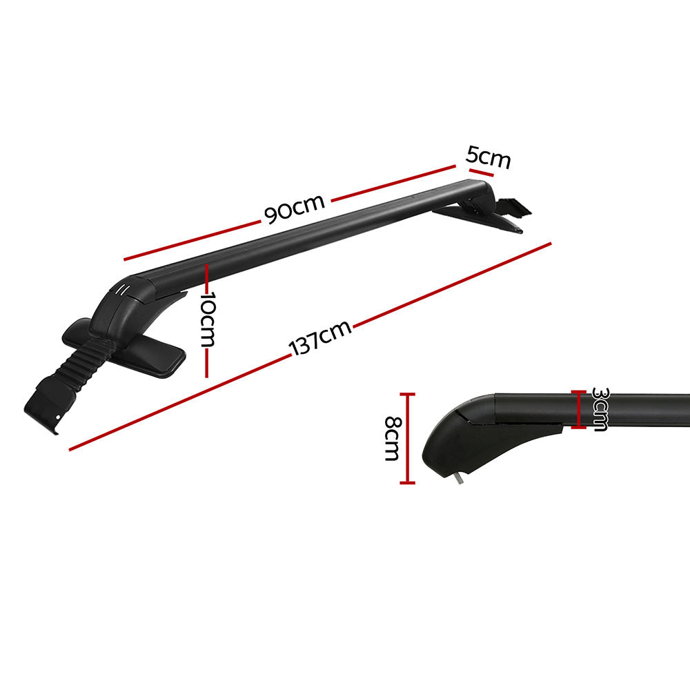 Universal Car Roof Rack Cross Bars 90cm Aluminium Adjustable Lockable 45kg Clamps Does not apply