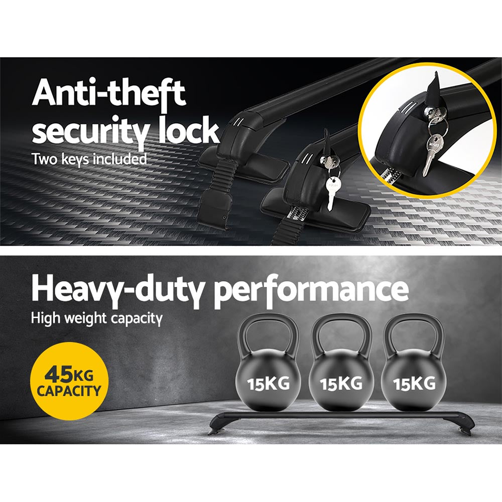 Universal Car Roof Rack Cross Bars 90cm Aluminium Adjustable Lockable 45kg Clamps Does not apply