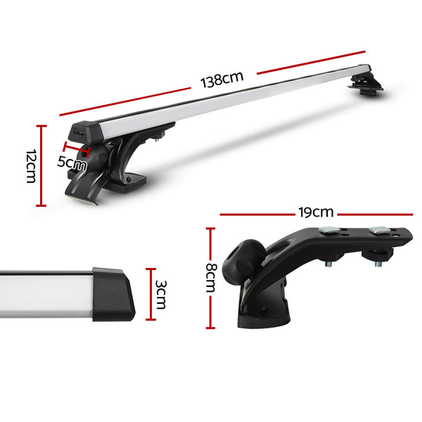 Universal Car Roof Rack 1450mm Cross Bars Aluminium Silver Adjustable Brackets Carrier 90kg Does not apply