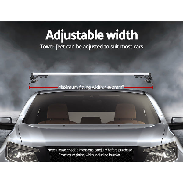 Universal Car Roof Rack 1450mm Cross Bars Aluminium Silver Adjustable Brackets Carrier 90kg Does not apply