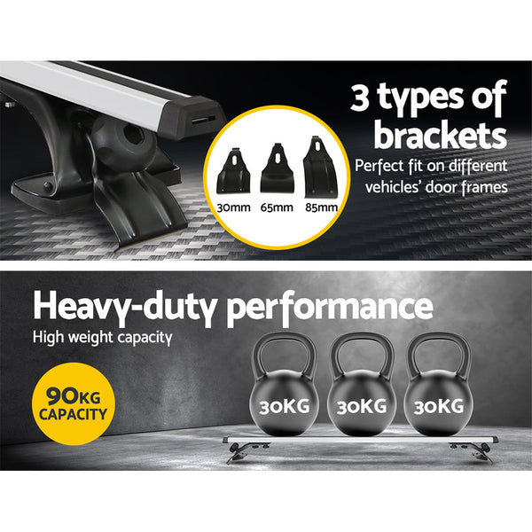 Universal Car Roof Rack 1450mm Cross Bars Aluminium Silver Adjustable Brackets Carrier 90kg Does not apply