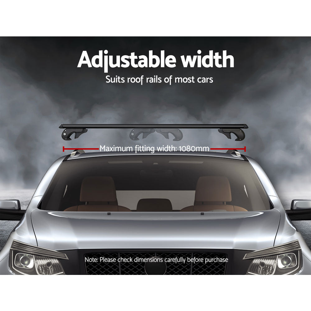 Universal Car Roof Rack 1080mm Cross Bars Aluminium Black Adjustable  Car 90kgs load Carrier Does not apply