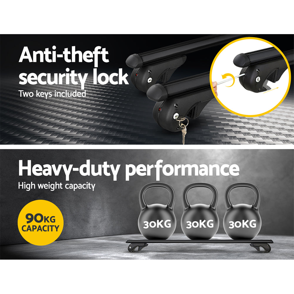 Universal Car Roof Rack 1080mm Cross Bars Aluminium Black Adjustable  Car 90kgs load Carrier Does not apply